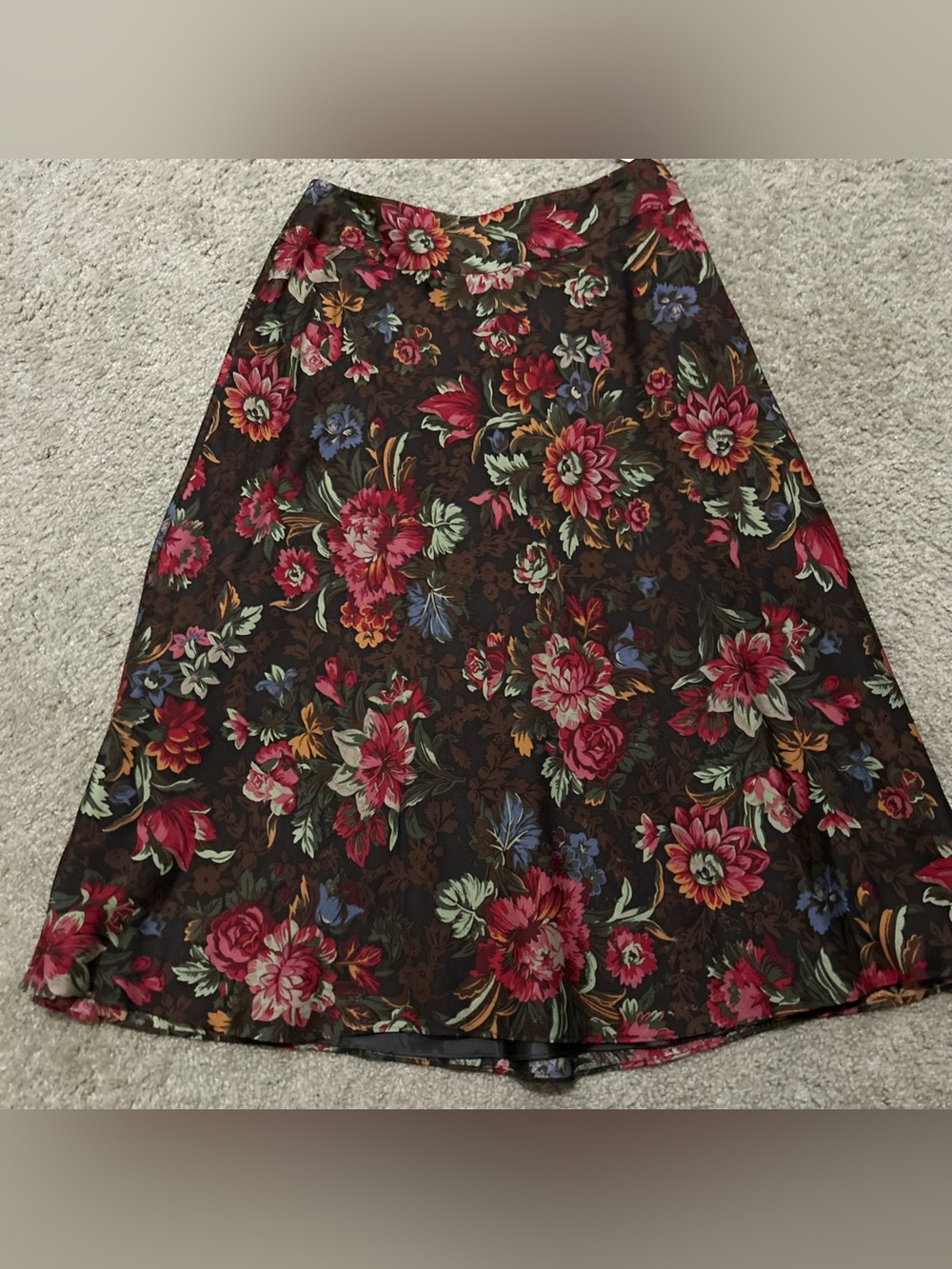 Vintage Midi Brown Pendleton silk wool Modern Floral Skirt Size 10 NWT